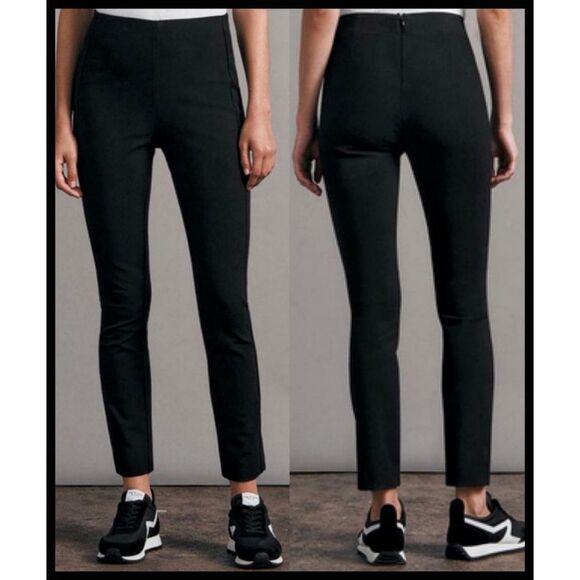Rag & Bone Simone High Rise Slim Stretch Crop Pants Plain Front Rear Zip Black 6 - Picture 13 of 14